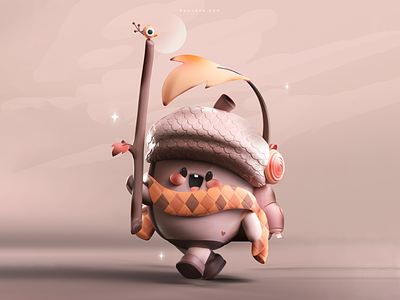 Acorn Explorer 🍂✨ 3d 3d art acorn branding character colors design illustration kawaii logo thanksgiving thanksgiving day kawaii