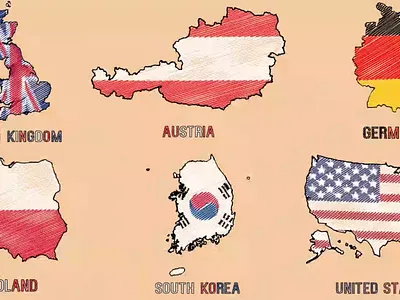 Cartoon Hand-Drawn Countries Maps With Flag Animation + AE after effects animation area art cartoon country design flag maps motion graphics