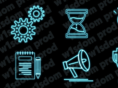 Neon Glowing Business Icons Line Vector Animation Pack + AE animation art business design dollar graphic design icon illustration line motion graphics neon