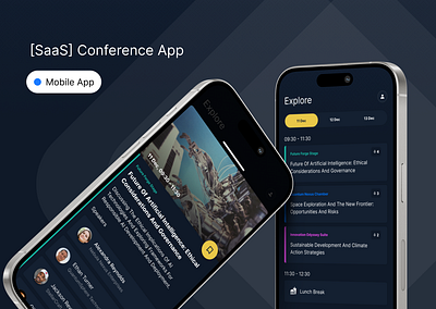 [SaaS] conference app app clean conference dark theme ios mobile mobile app product design saas ui user experience user interface ux