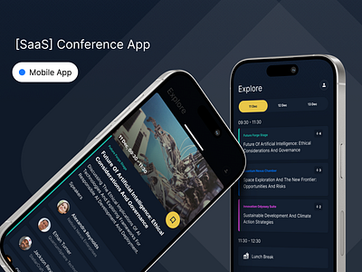 [SaaS] conference app app clean conference dark theme ios mobile mobile app product design saas ui user experience user interface ux