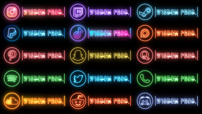20 Neon Social Media Lower Thirds Pack | AE and Premiere Pro after effects animation design icon icons lower thirds motion graphics neon social media