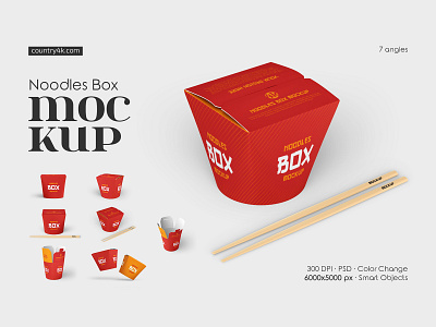 Noodles Box Mockup Set asian box cardboard chinese chopsticks delivery fast food food japanese mockup mockups noodles pack package packaging ramen sticks take out udon wok