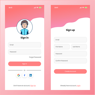 Sign up Screen UI. app branding design ui
