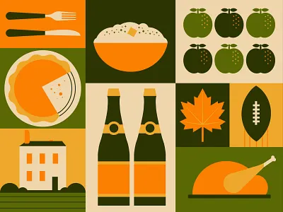 Happy Thanksgiving apple art autumn community design dribbble football geometric graphic design house illustration illustrator maple leaf pie thanksgiving turkey vector