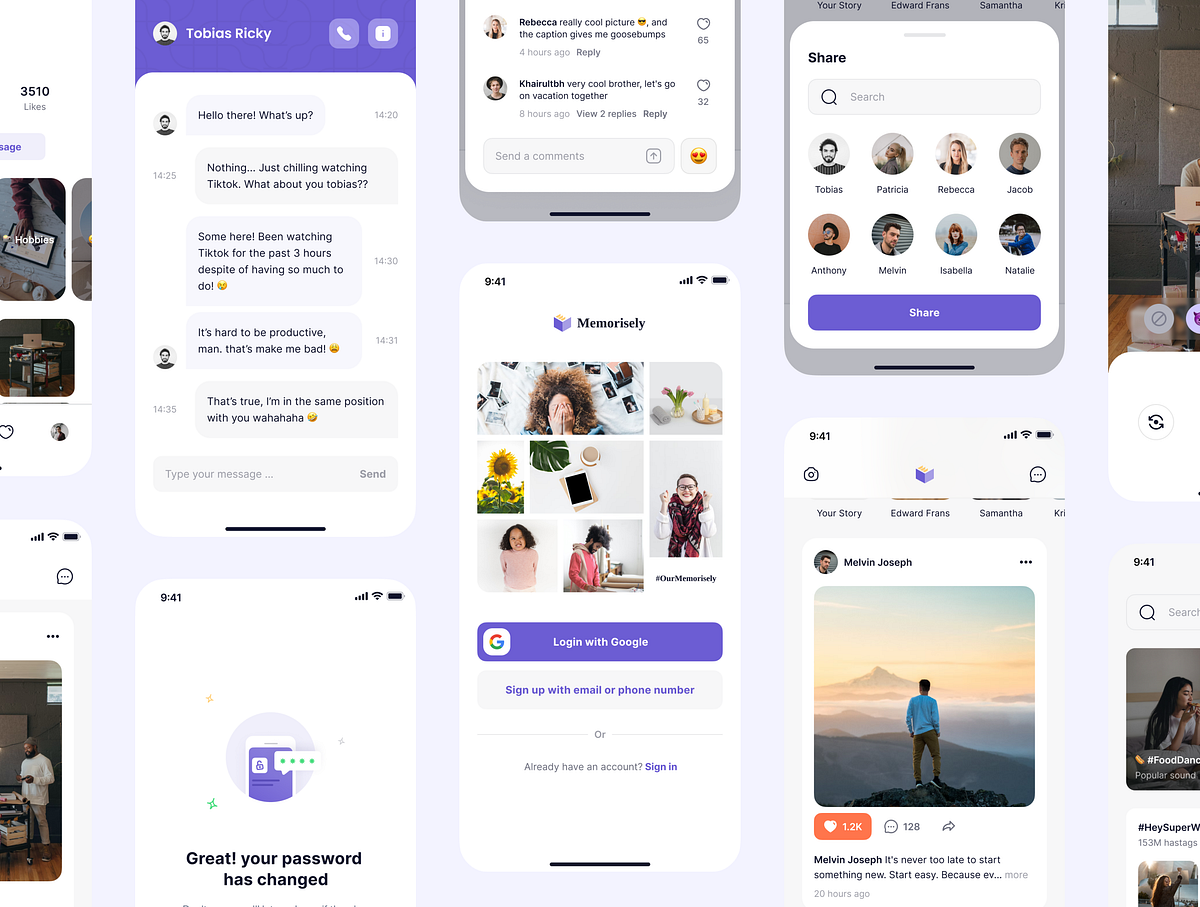 Memorisely - Social Network Mobile App by Toko Design on Dribbble