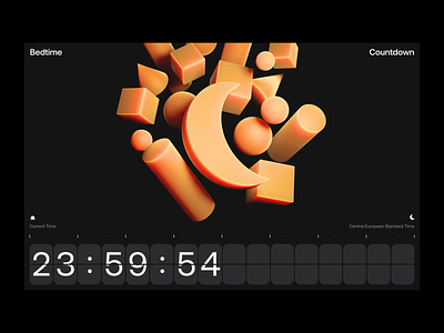 Bedtime Countdown 3d after effects analog animation bedtime blender clock color shift count day flip floating marquee night schedule seconds sleep spin stopwatch web design