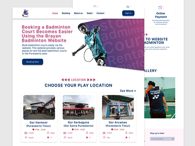 BADMINTON COURT RENTAL WEBSITE app badminton badminton court badminton field booking booking badminton booking field booking online court desain field landing page maps online payment sport ui ux website website badminton