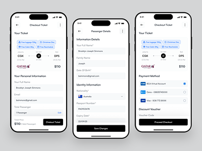 Travel Mobile App - Flight Checkout checkout flow checkout screen checkout ticket design flight app flight booking flight ticket mobile mobile app mobile app design mobile ticketing mobile ui ticket flow ticketing app travel app travel booking ui ui design uiux