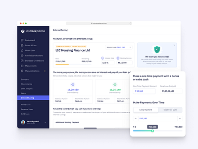 Interest Saving bank clean credit score dashboard interest loan saving ui ux