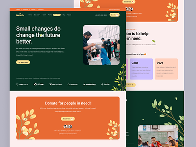 Humanty - Charity Non Profit Landing Page become volunteers charity charity non profit clean colorfull dontion graphic design illustration landing page ui uidesign userinterface volunteer web design
