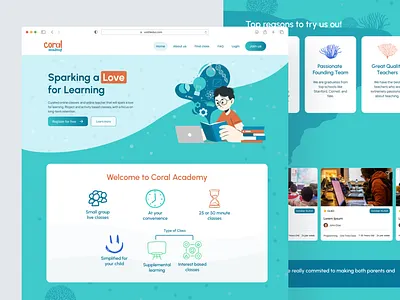 Coral Academy animation design graphic design homepage illustration landing page software developer ui uiux ux website
