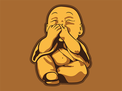 Smol Happy Buddha Illustration Gold Variant tshirt