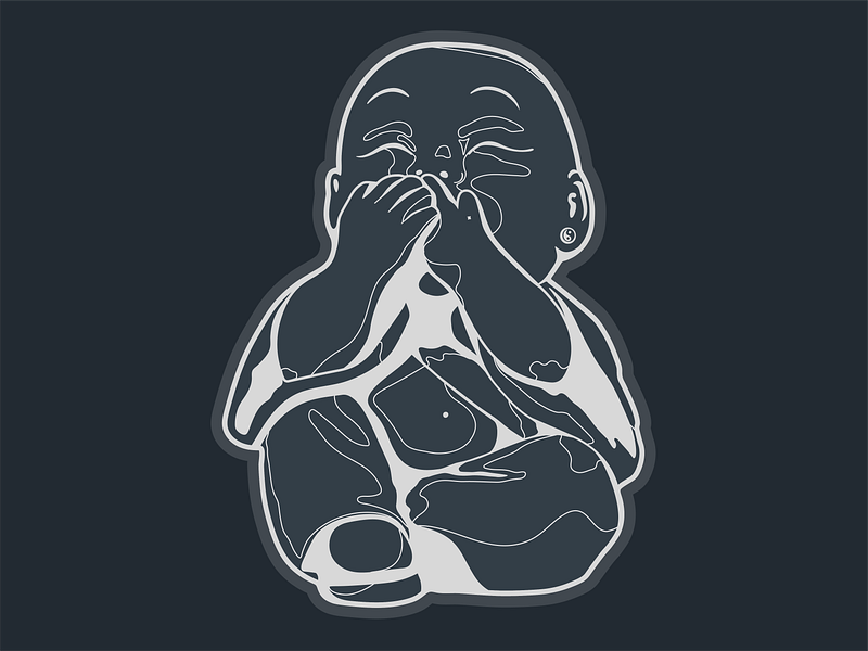 Smol Happy Buddha Illustration Night Variant tshirt