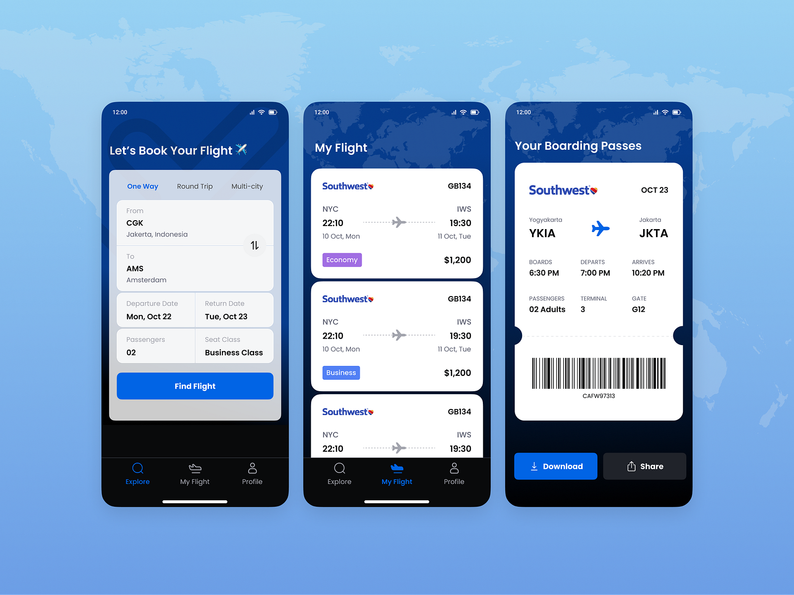 Flight Booking Mobile App by Abbys Studio - UX/UI Design on Dribbble