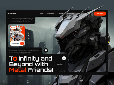 Modern Robot Shop Landing Page - BJORWO abstract style ai design ecommerce future gaming gundam modern new style online platform products platform robot toy toys toys website ui user interface ux web design website