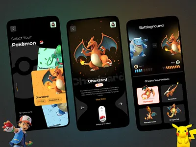 Pokemon game ui app graphic design illustration ui ux vector