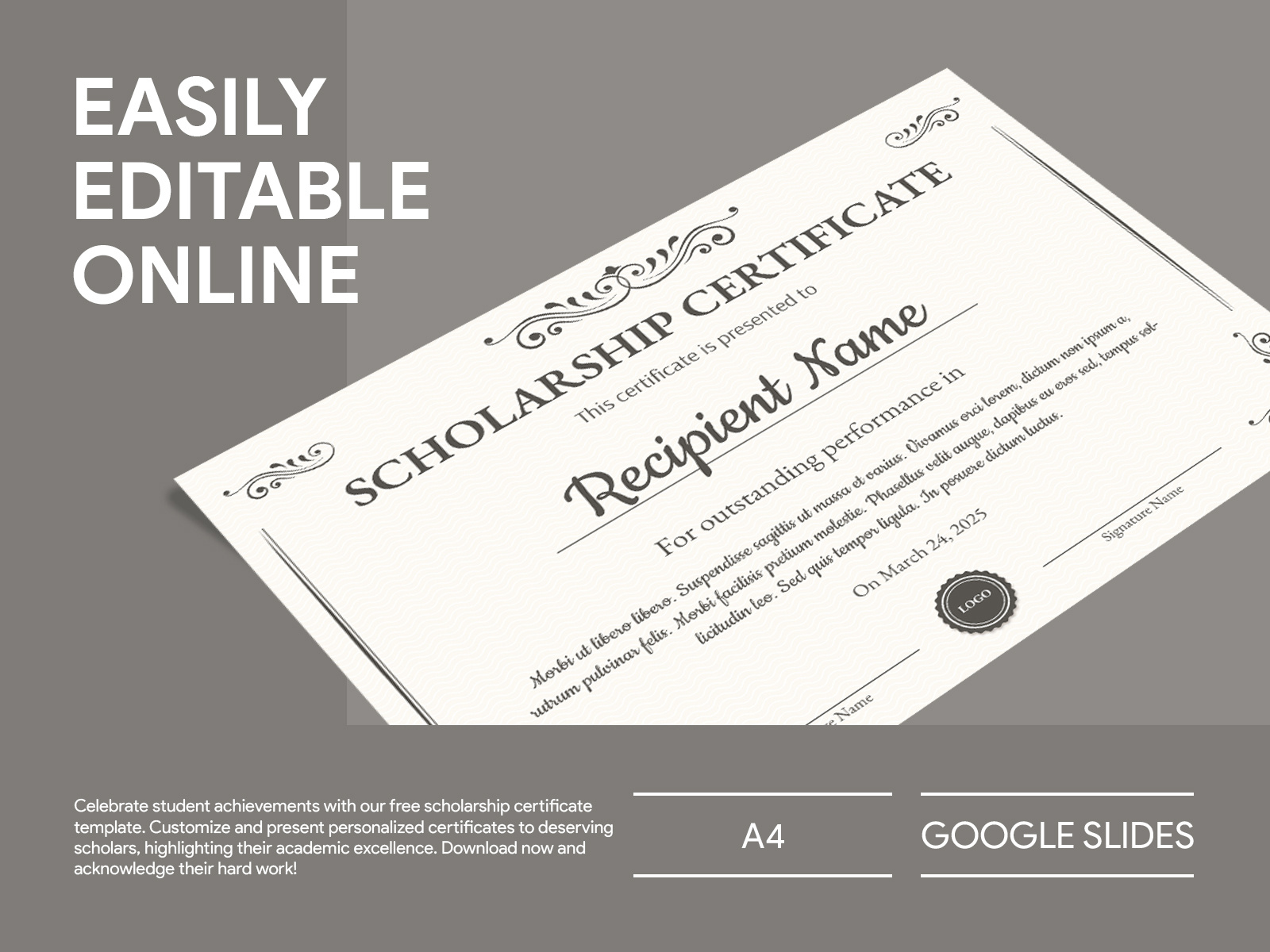 Scholarship Certificate Free Google Docs Template by Free Google Docs