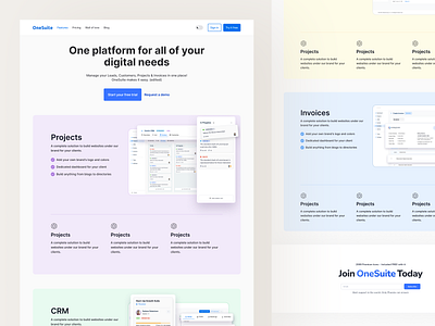 OneSuite - Landing Page Design analytics best clean crm dashboard design landing page landing page design minimal onesuite product design project management simple technext ui design ux design web design website