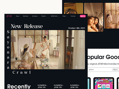JKT48 Landing Page dark mode design exploration jkt48 landing page ui design ui website website