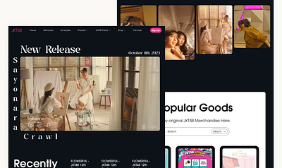 JKT48 Landing Page dark mode design exploration jkt48 landing page ui design ui website website