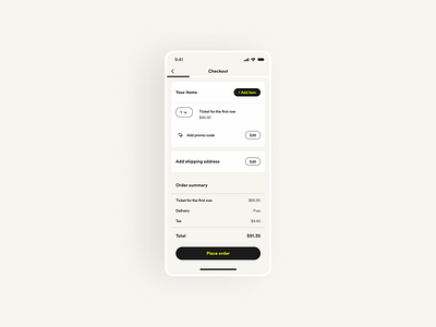 Checkout Screen - Daily UI 002 app screen checkout dailyui ui ux