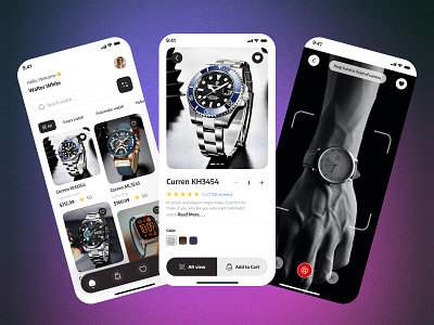 AR Watch Selling App UI Design adobe xd ar app design figma mobile app mobile app design ui ui design uiux design user interface design