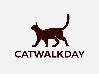 Cat Walk Day Logo animal branding cat cat logo catwalk design graphic design illustration logo pet vector