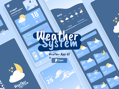 Weather System - Weather App UI app ui cloud design design figma design illust design illustration design vector figma font graphic design illust illustration logo ui ui app vector weather weather app weather app ui weather ui app