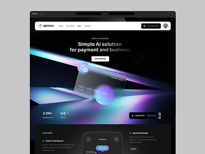 Getpay-Finance Web banner blue card creative design finance hero purple ui ux uxdesign webdesign