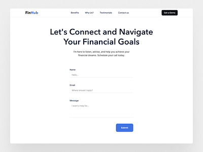 Contact Page Ui Design (Feedbacks Appreciated!) clean contact form contact page contact page design contact us form design finance website minimal modern simple ui website