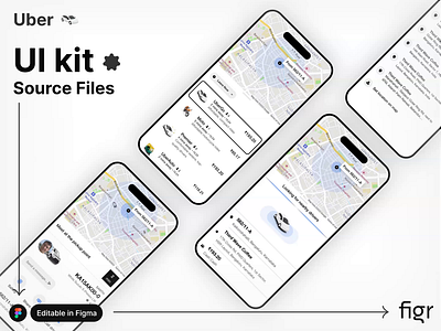 Uber UI Kit (Editable in Figma) branding car rental design editable figma figma editable free freelance kit motion graphics ola product taxi app template uber uber app ui ui kit ui ux website