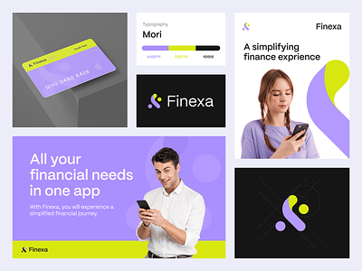 Finexa - Finance Branding Exploration with Pastel and Vibrant Co branding business card clean colors company design graphic design logo mockup portfolio product profile shape typography ui ux variation