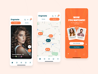 Lingmate android dating dating app design ios mobile app orange ui ux