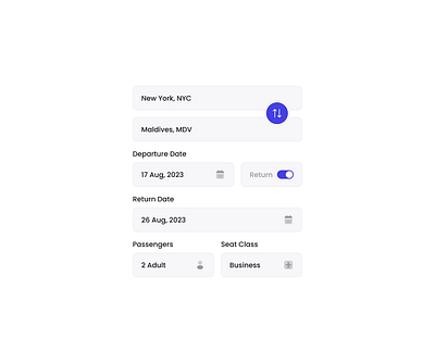 Select Flight menu app clean design flight app form input input field minimal modern select flight ui