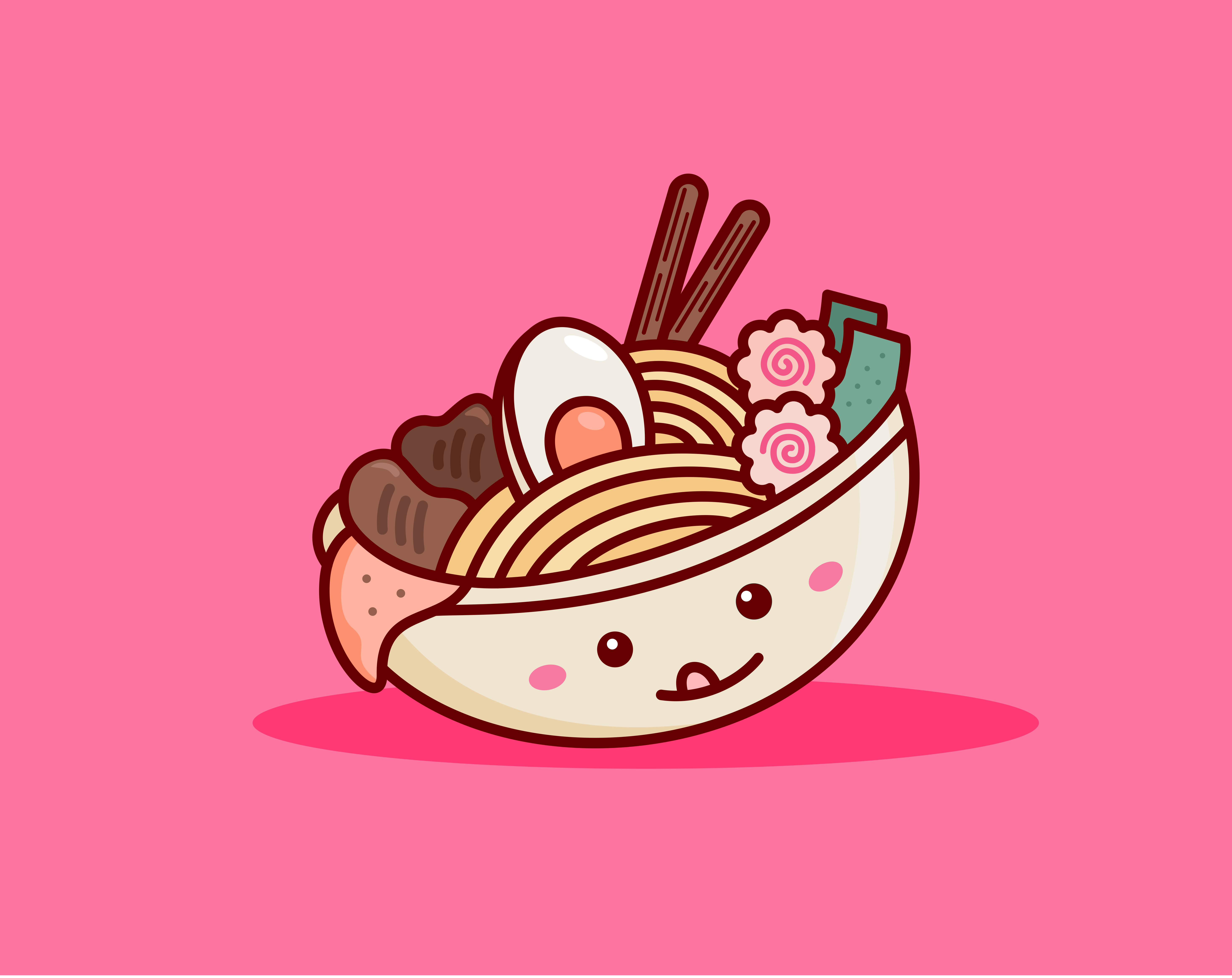 Cute Ramen Noodle Character icon asian branding character cute design filled line food graphic design icon illustration japanese food kawaii logo mascot noodle ramen soup