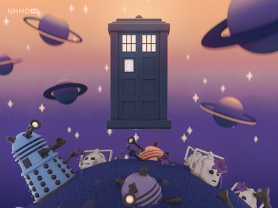 Doctor Who Day 3d 3d animation 3d modelling c4d cinema 4d design doctor who gradient illustration robots space tardis