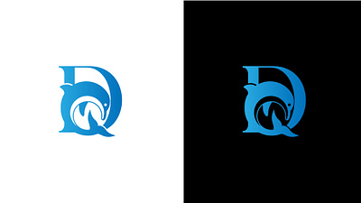 D letter Dolphin logo d letter logo dolphin logo fish logo mascot logo minimal logo negative space logo