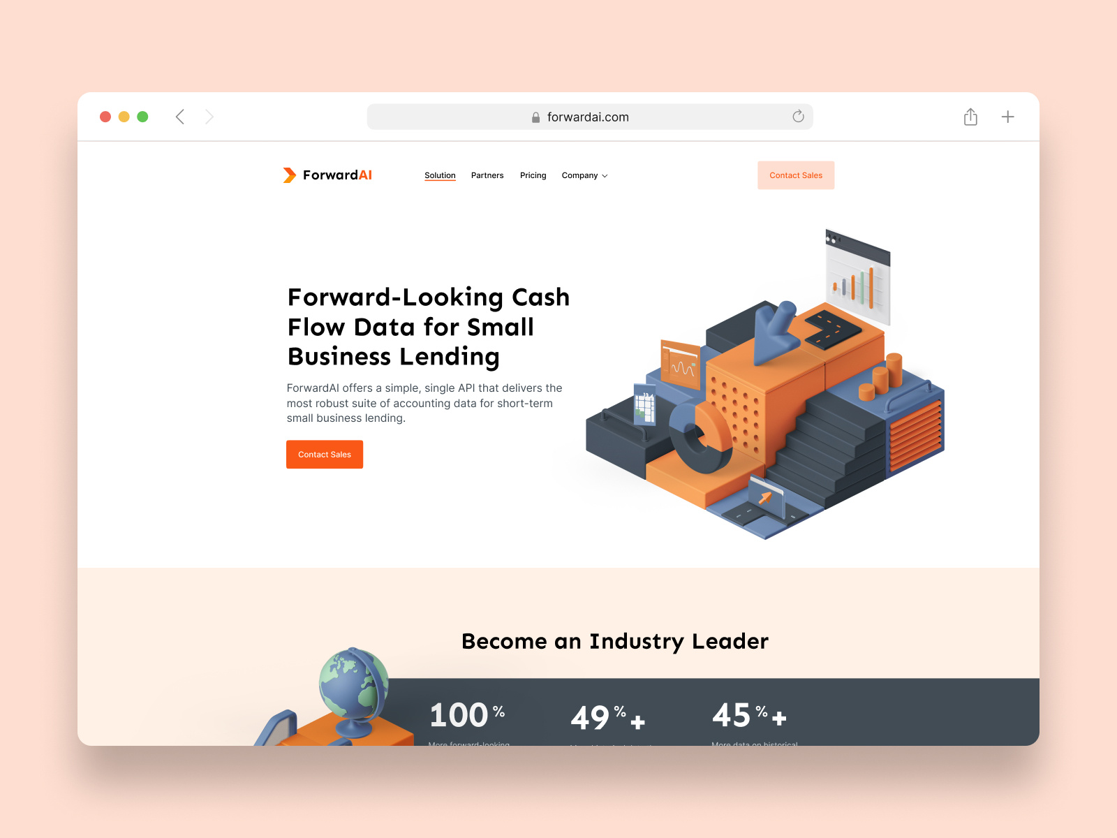 Forward AI data flow landing page page technology uiux website