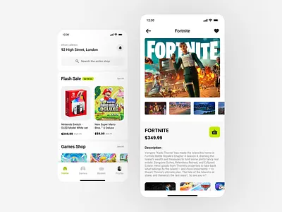 Gaming Shop App gamingshop shoping ui ux