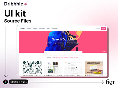 Dribbble Web UI (Recreated) behance branding design dribbble editable figma free kit landing page product product design shot template thumnail ui ui kit ui ux uplabs ux website