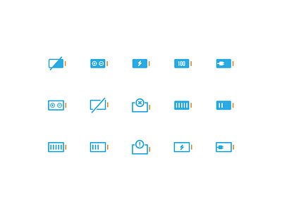 Set Icon Batteries apps flat logo low minimal ui web