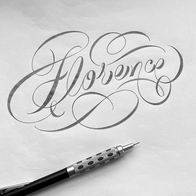 Inverted weight flourishes lettering script sketch