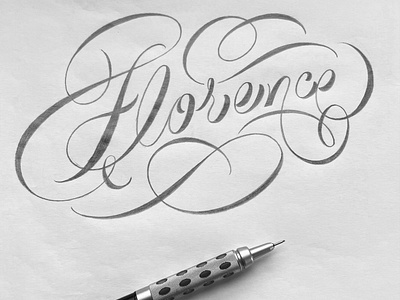Inverted weight flourishes lettering script sketch