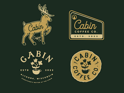 Cabin Coffee cabin cabin coffee cabin design cabin logo coffee coffee design coffee inspo coffee logo deer design flowers logo outdoor outdoor branding