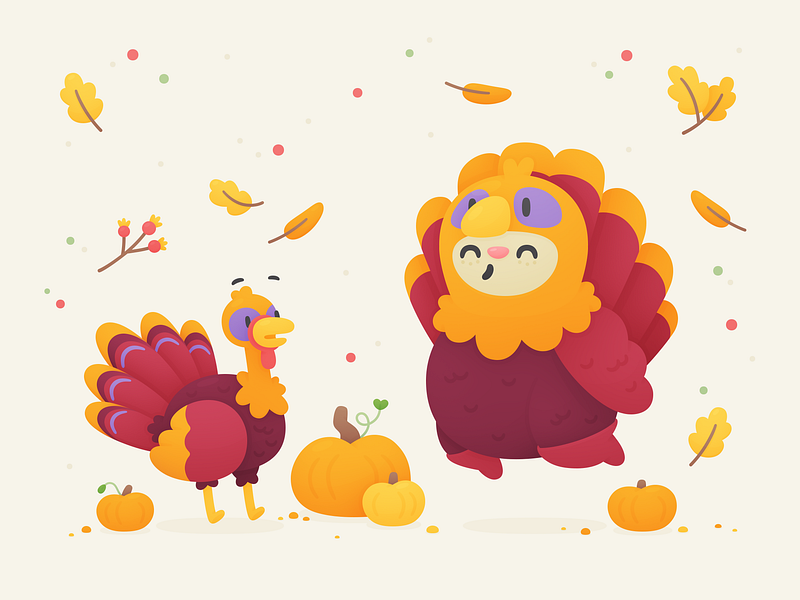 Deal Drops - Thanksgiving Hero bunny cute fall hopper illustration pumpkins thanksgiving travel turkey