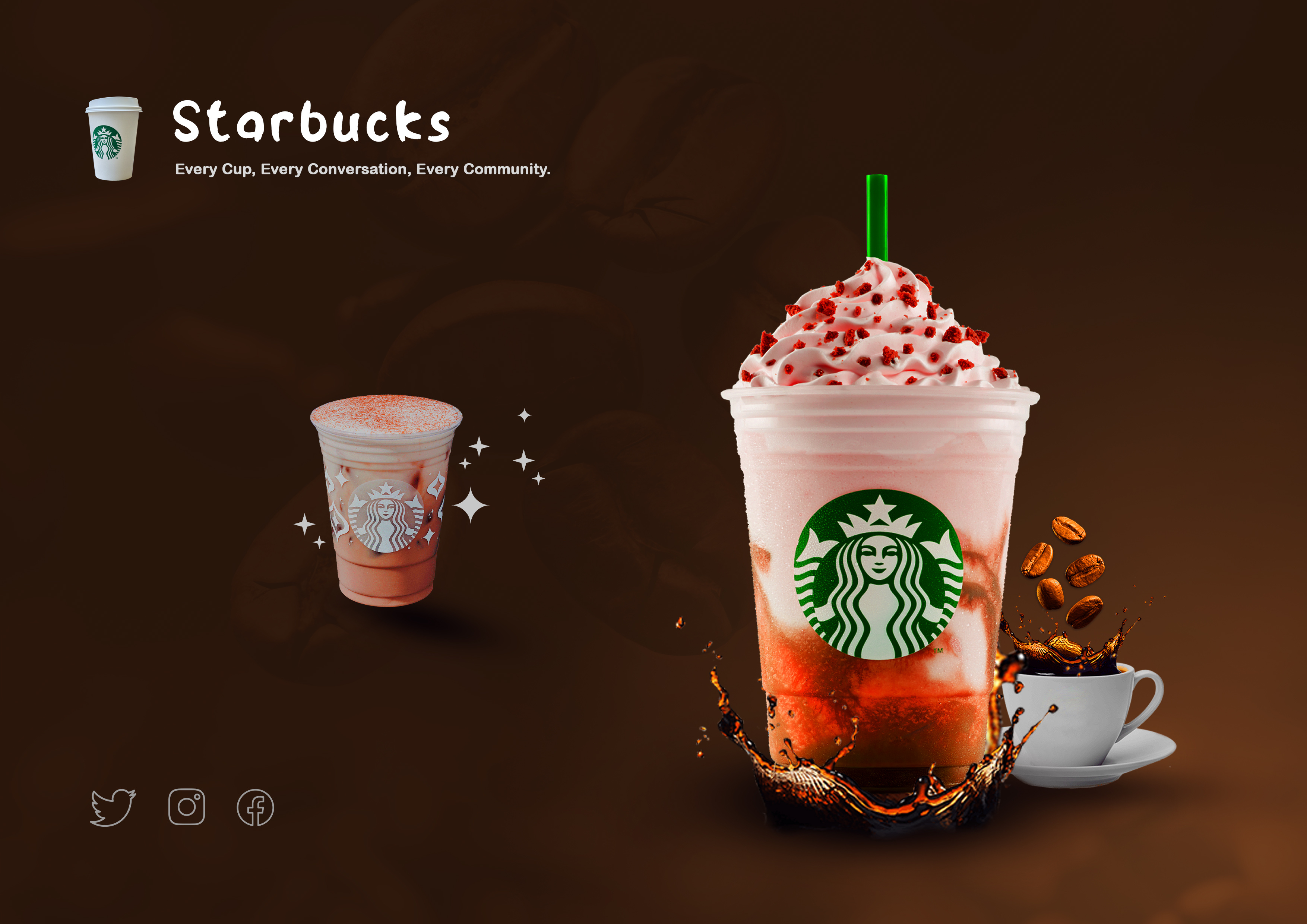 #1, Manipulated Starbucks branding coffee shop color graphic design poster product manipulation starbucks