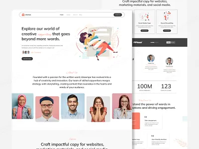 Copywriting Website Design black copywriting creative design design inspiration digital innovation figma illustrative modern orange responsive ui uiux visual visual design web design website white