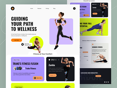 Fitness Guiding Website Design exercise fit fitness fitness guiding fitness landing page fitness website design gym health landing page ui ux lifestyle running sports training website ui ux design uiux user interface web design website workout yoga