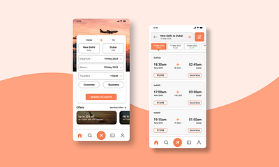 Online Flight Booking App UI app design typography ui ux